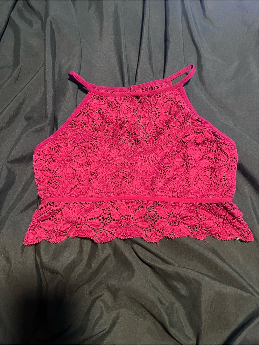 Lace Halter bralette - Fuchsia Pink